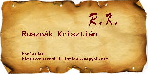 Rusznák Krisztián névjegykártya